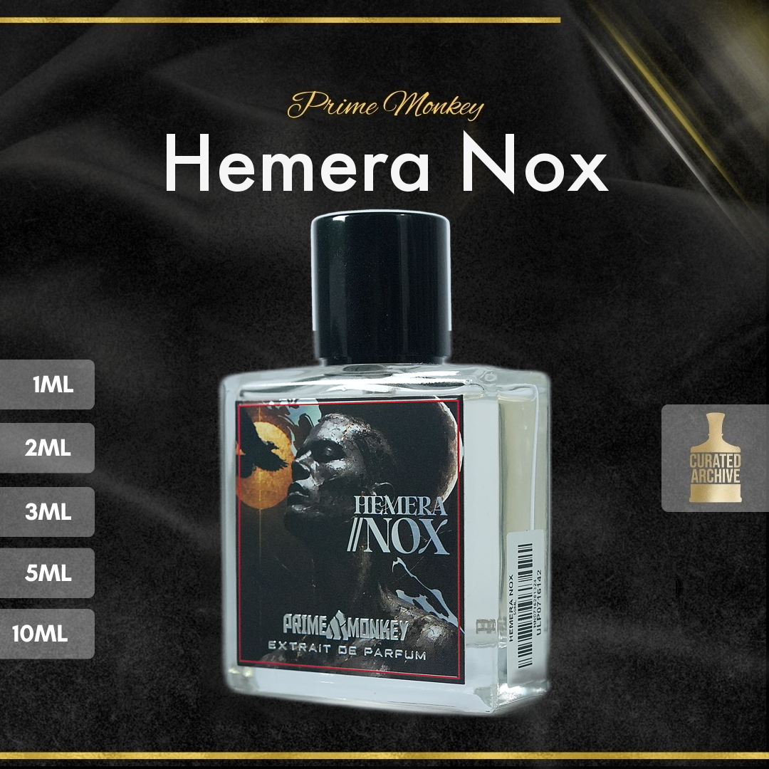 Prime Monkey Hemera Nox fragrance bottle, decants from 1ml to 10ml