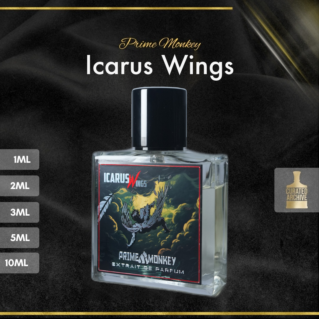 Prime Monkey Icarus Wings fragrance bottle, decants from 1ml to 10ml