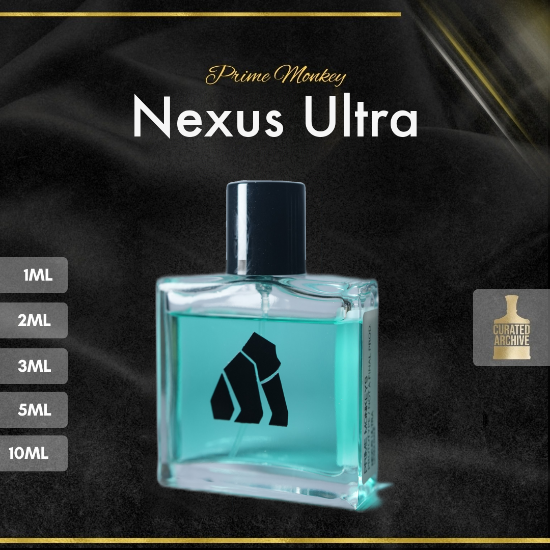 Prime Monkey Nexus Ultra fragrance bottle, decants from 1ml to 10ml