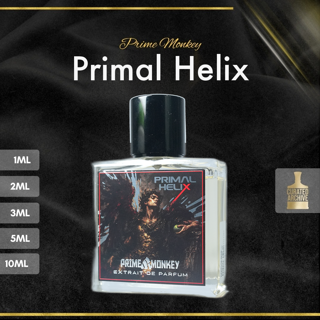 Prime Monkey Primal Helix fragrance bottle, decants from 1ml to 10ml