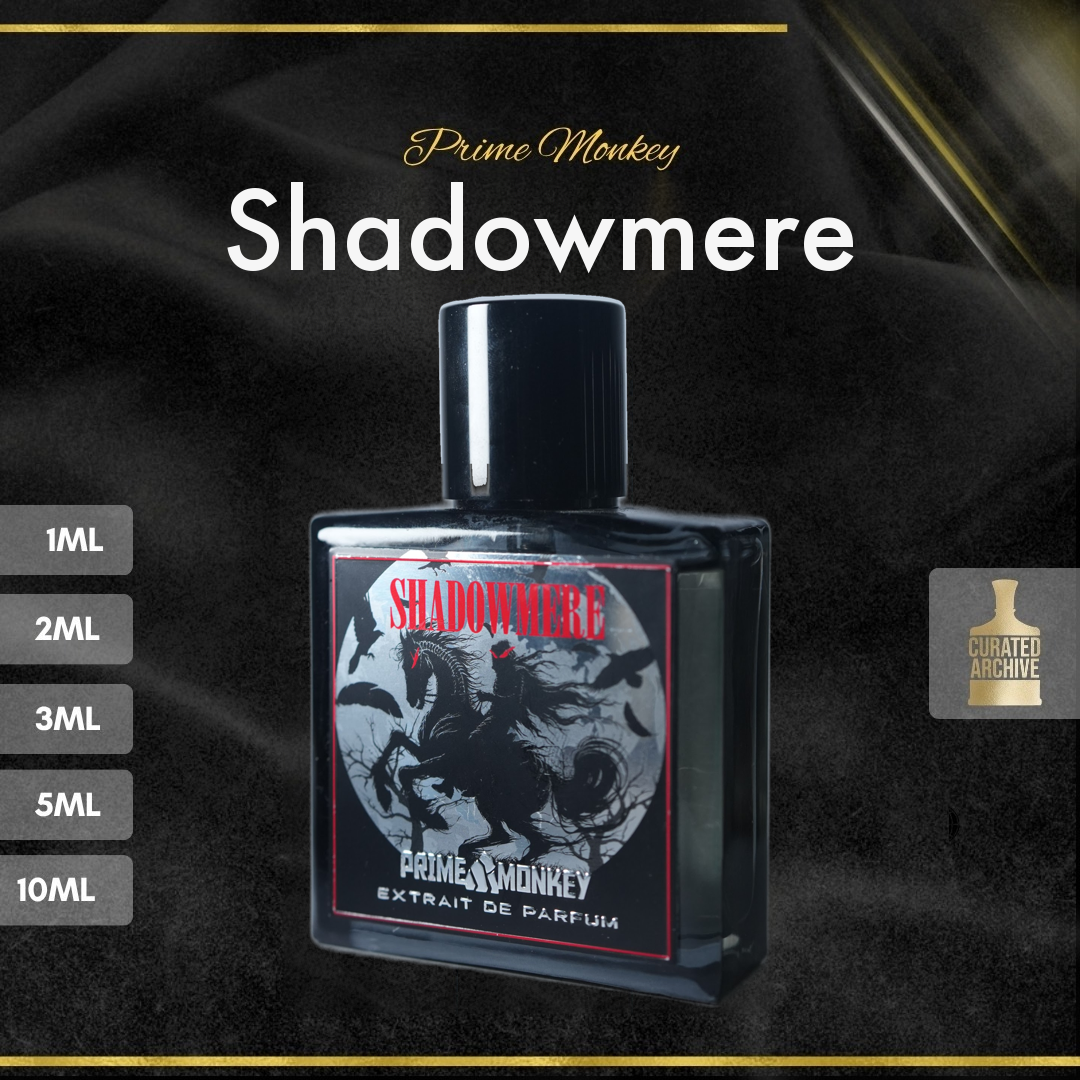 Prime Monkey Shadowmere fragrance bottle, decants from 1ml to 10ml
