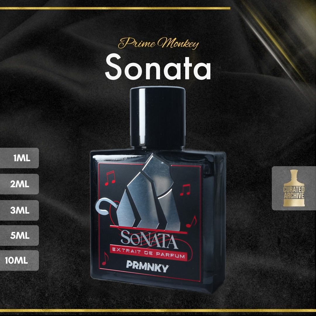 Prime Monkey Sonata fragrance bottle, decants from 1ml to 10ml