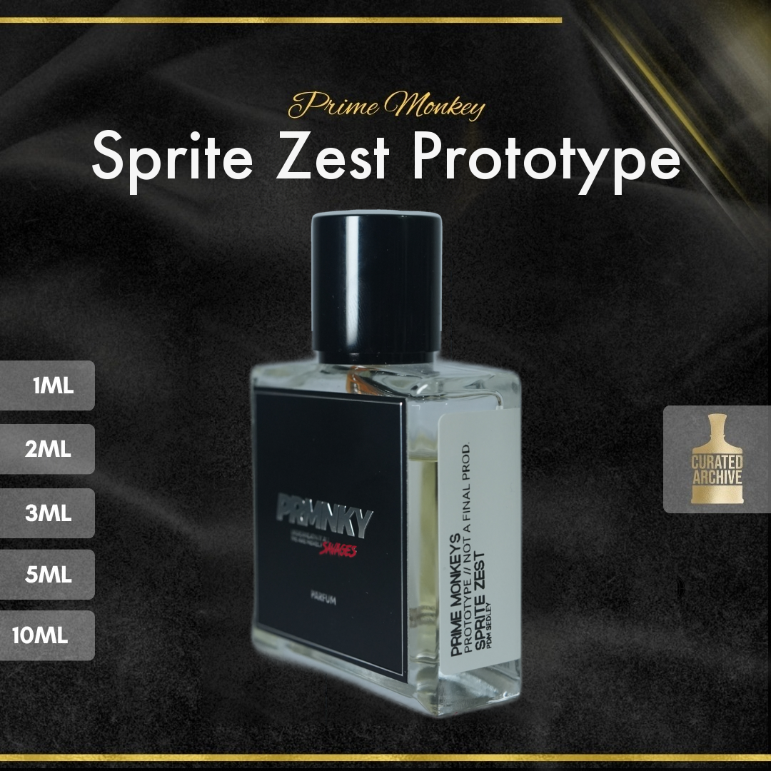Prime Monkey Sprite Zest fragrance bottle, decants from 1ml to 10ml