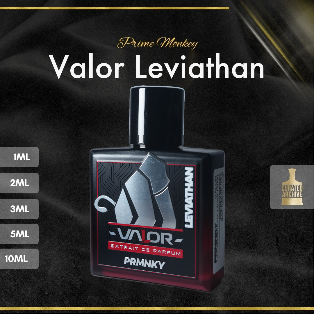 Prime Monkey Valor Leviathan fragrance bottle, decants from 1ml to 10ml