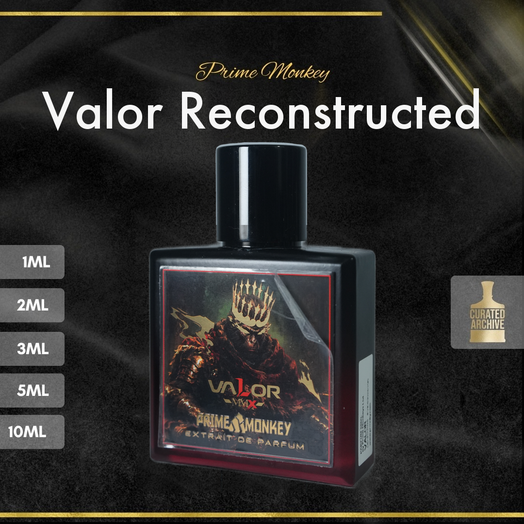 Prime Monkey Valor Reconstructed fragrance bottle, decants from 1ml to 10ml