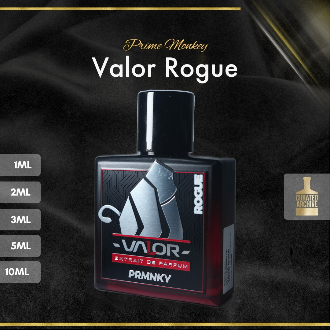 Prime Monkey Valor Rouge fragrance bottle, decants from 1ml to 10ml