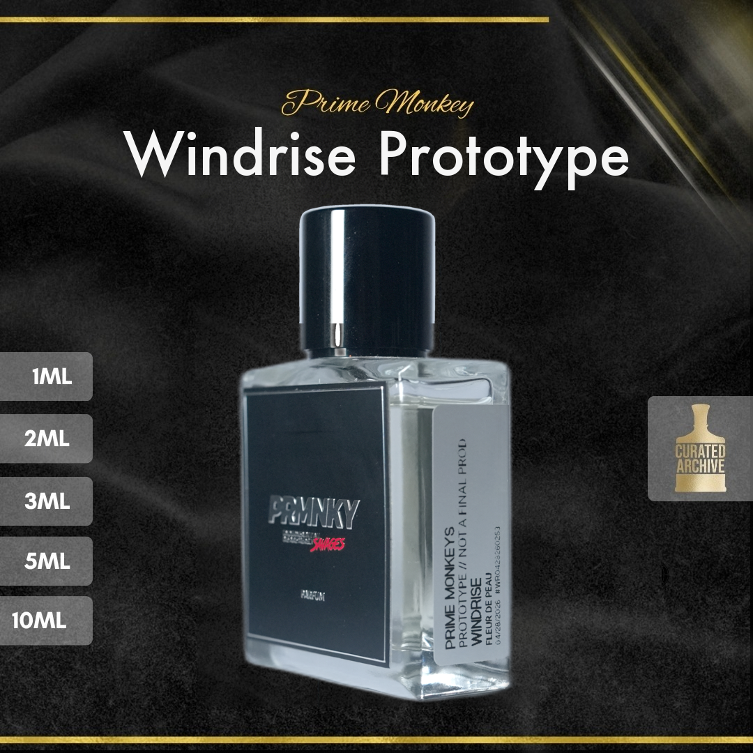 Prime Monkey Windrise fragrance bottle, decants from 1ml to 10ml