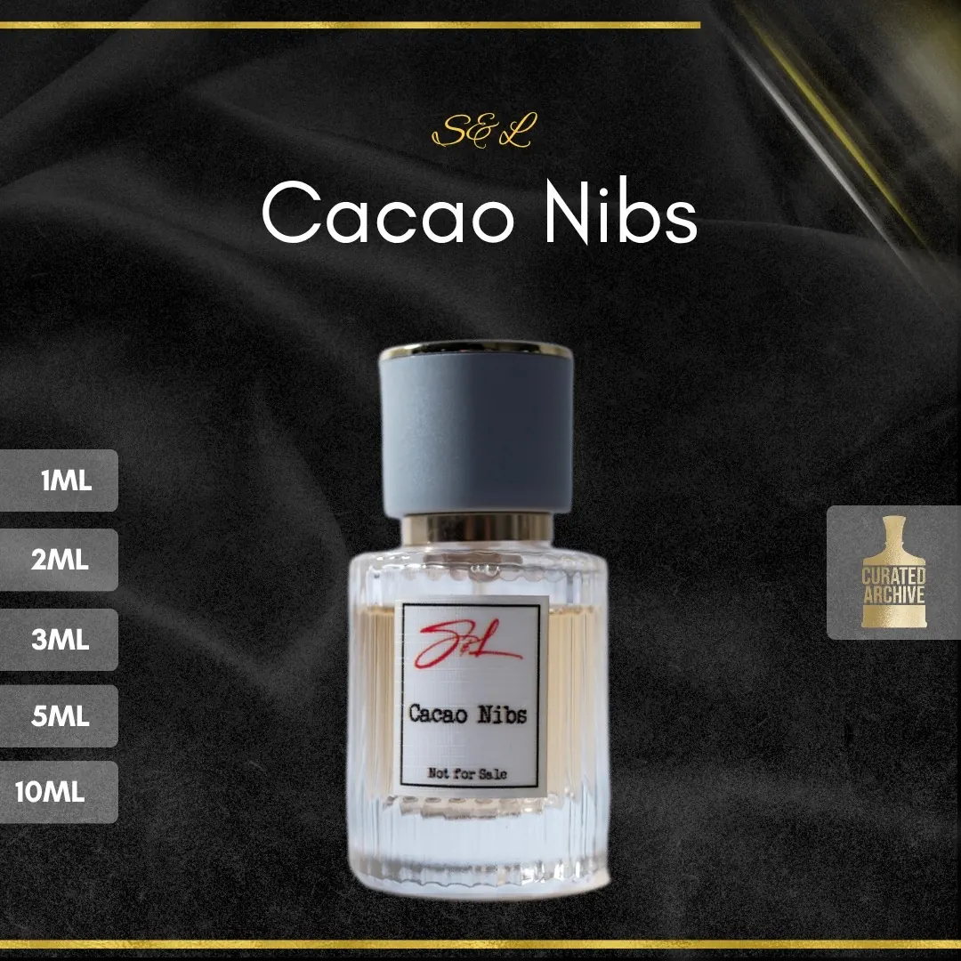 S&L Cacao Nibs fragrance bottle, decants from 1ml to 10ml