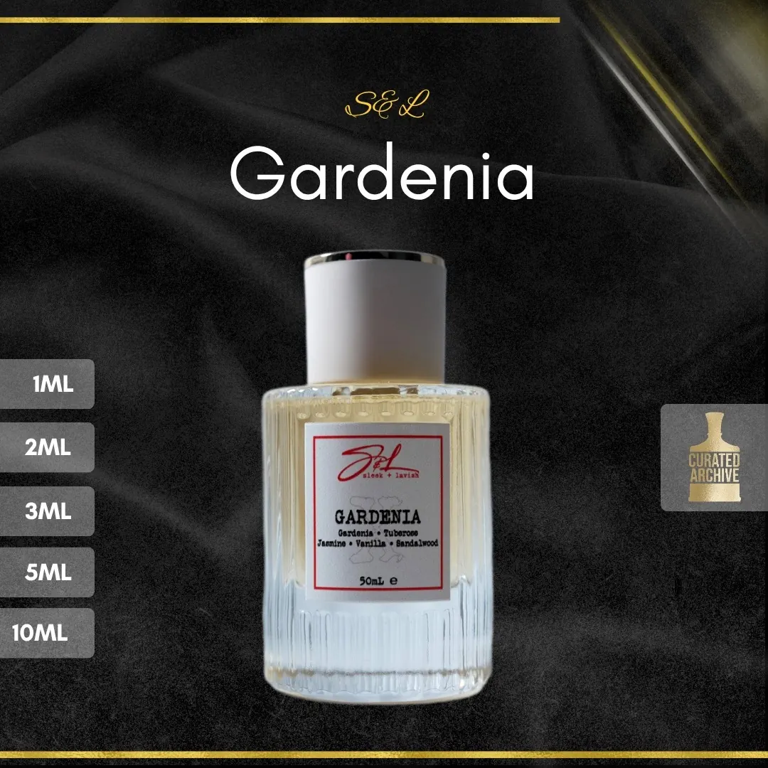 S&L Gardenia fragrance bottle, decants from 1ml to 10ml
