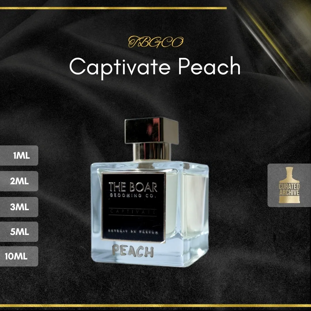 TBGCO Captivate Peach fragrance bottle, decants from 1ml to 10ml