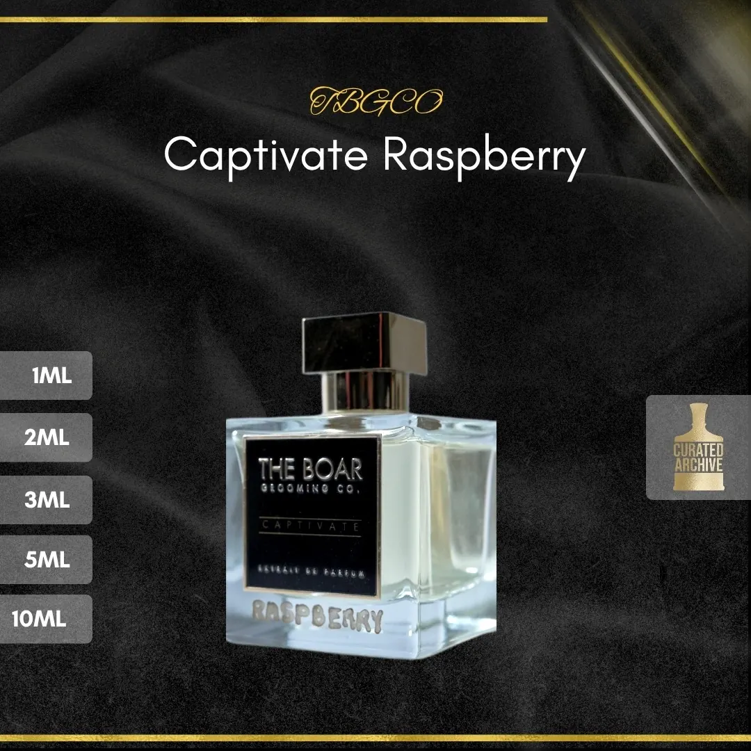 TBGCO Captivate Raspberry fragrance bottle, decants from 1ml to 10ml