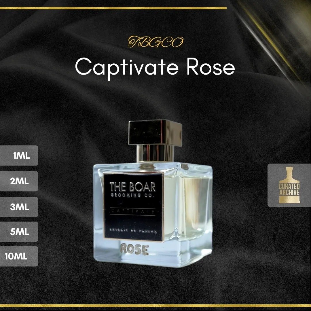 TBGCO Captivate Rose fragrance bottle, decants from 1ml to 10ml