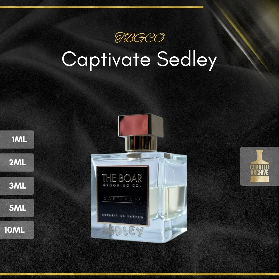 TBGCO Captivate Sedley fragrance bottle, decants from 1ml to 10ml