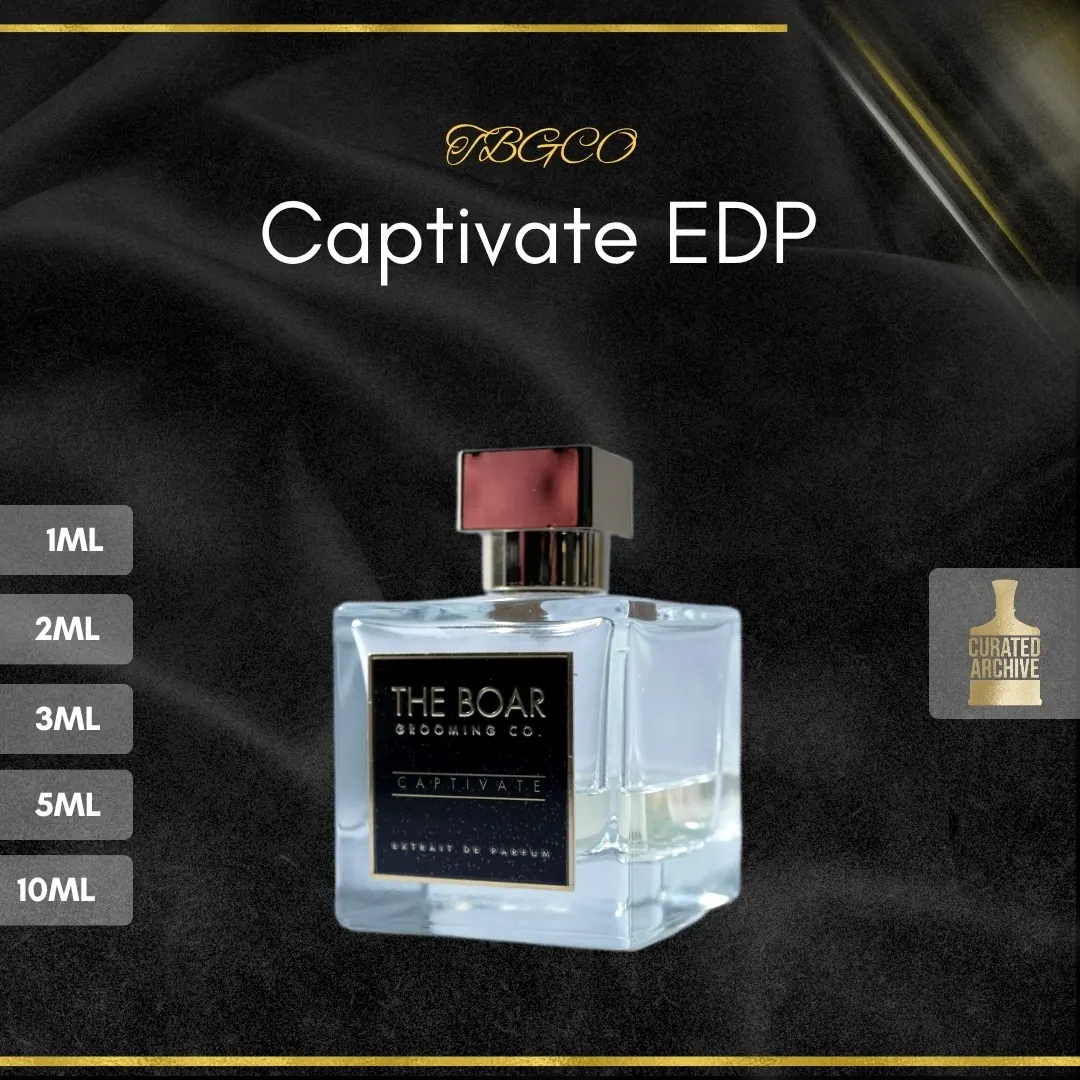 TBGCO Captivate EDP fragrance bottle, decants from 1ml to 10ml