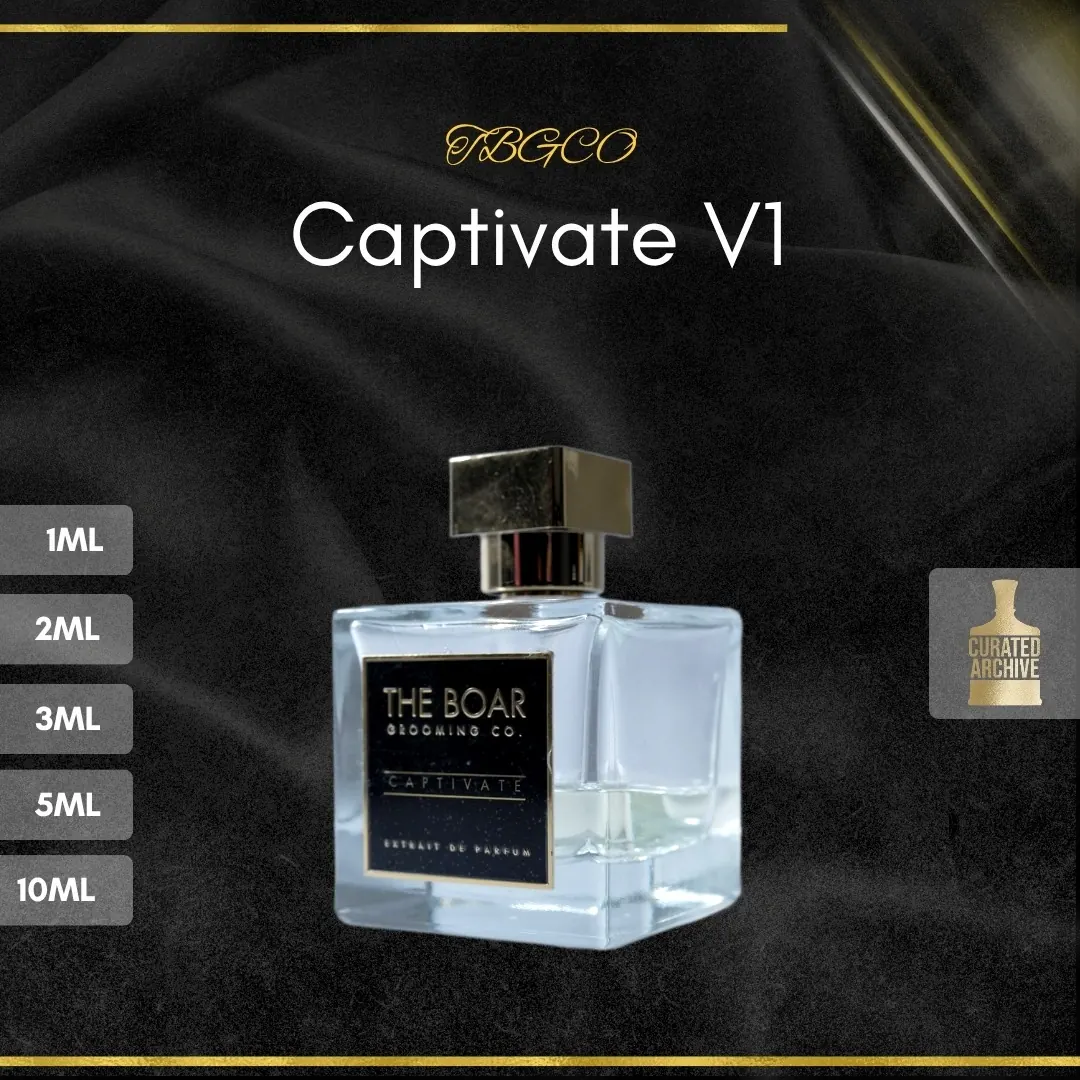 TBGCO Captivate V1 fragrance bottle, decants from 1ml to 10ml