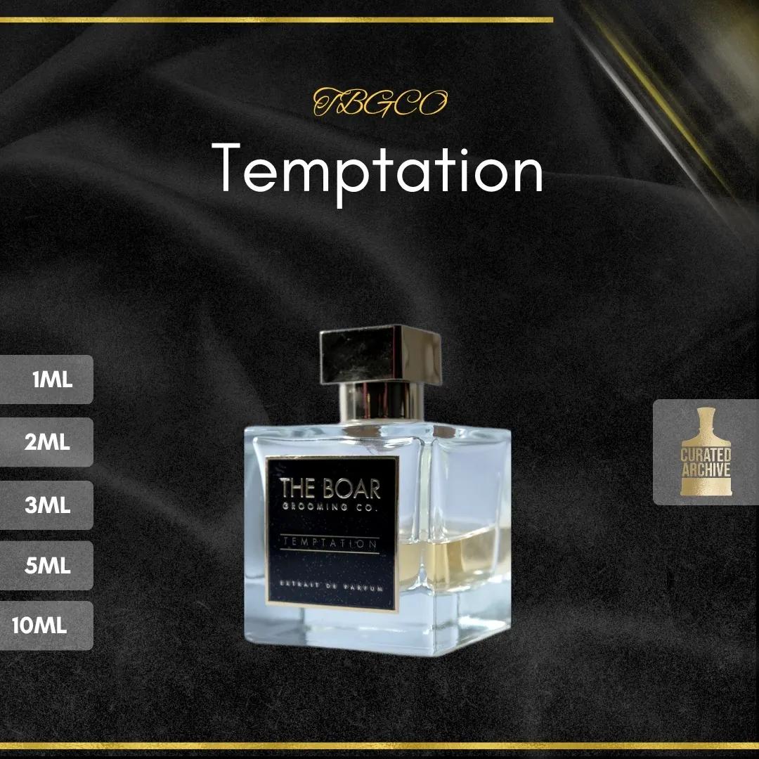TBGCO Temptation fragrance bottle, decants from 1ml to 10ml